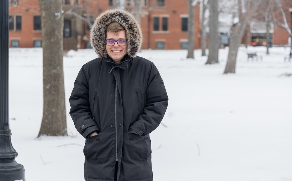 UPEI Master of Arts in Island Studies student Jack Weeks outside in a winter coat
