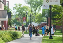 Students walk around the UPEI campus