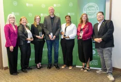 Dr. Wendy Rodgers, president and vice-chancellor of UPEI; Dr. Janice Keefe, Distinguished Alumni Award winner; Katie Arsenault, Derek Schipper, and Alexia Riche, Inspiring Young Alumni Award winners; Dr. Lesley Steele, Distinguished Alumni Award winner; and Ronnie McPhee, president, UPEI Alumni Association. Dr. Wendy Rodgers, president and vice-chancellor of UPEI; Dr. Janice Keefe, Distinguished Alumni Award winner; Katie Arsenault, Derek Schipper, and Alexia Riche, Inspiring Young Alumni Award winners; Dr. Lesley Steele, Distinguished Alumni Award winner; and Ronnie McPhee, president, UPEI Alumni Association.