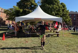 Hoop dancer Sophia Bourque at the TRC Mawi'omi held at UPEI on October 3 Hoop dancer at Mawi'omi