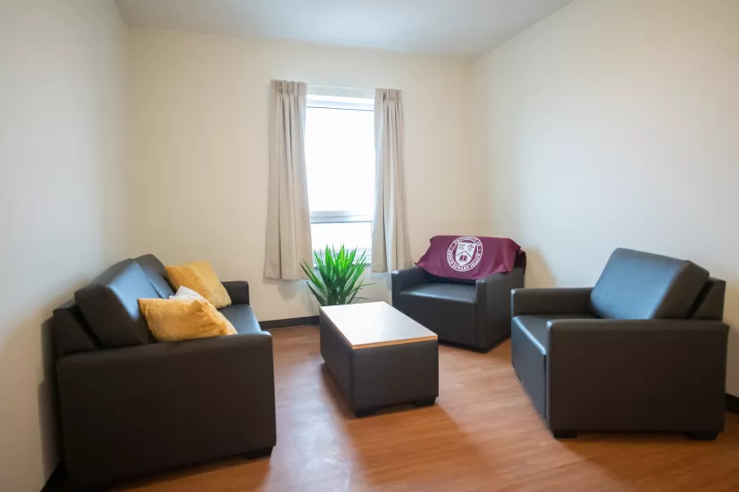 living room in new UPEI residence room