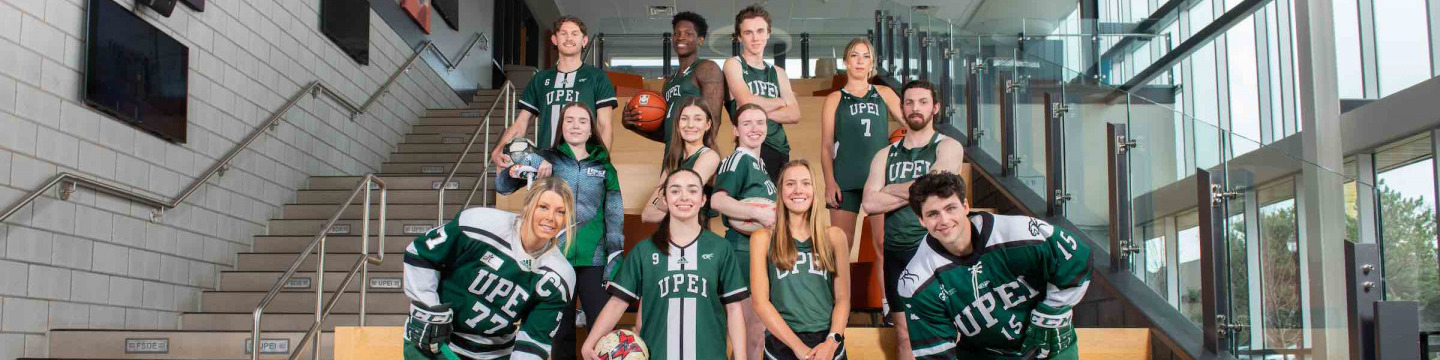 a large group of UPEI panther athletes