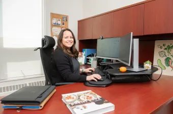 UPEI grad student and instructor Bethany Vessey in her office