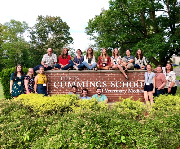 Dr. Larry Hammell (seated left), associate dean, AVC Graduate Studies and Research, and AVC students who attended the 2019 Boehringer-Ingelheim National Veterinary Scholars Symposium hosted by the Cummings School of Veterinary Medicine, Tufts University