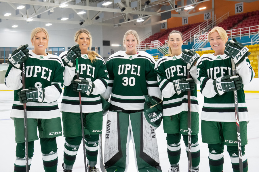 UPEI Women’s Hockey Panthers Kelly Clements, Lexie Murphy, Shaylin McFarlane, Taylor Gillis and Ally Clements
