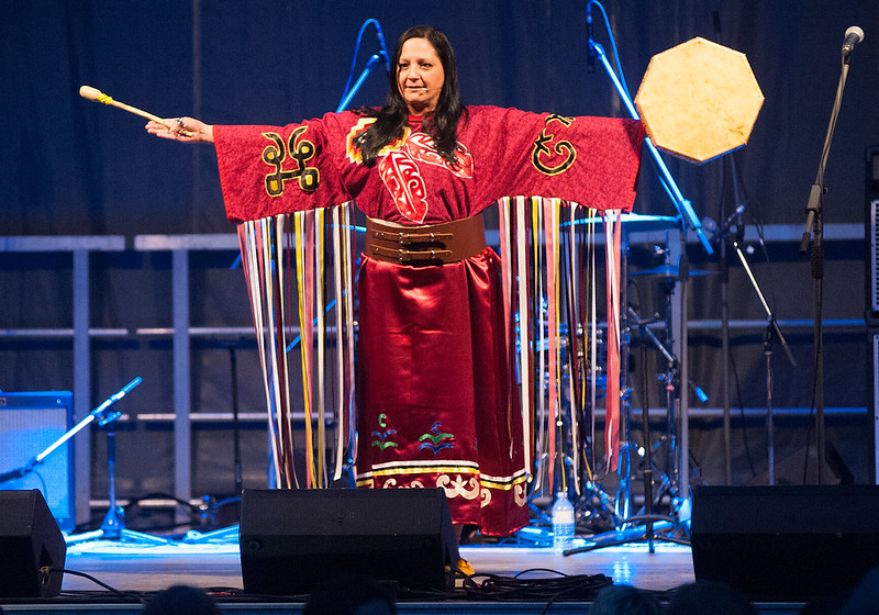 Julie Pelletier-Lush performs a Mi’kmaq poem at Province House.