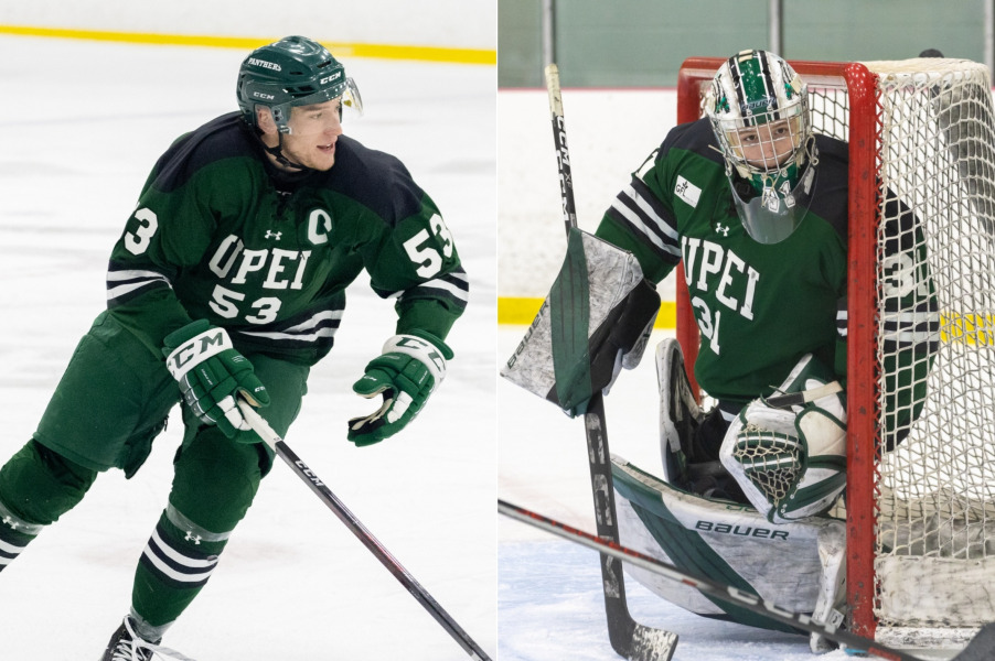 The UPEI Men’s and Women’s Hockey Panthers will be celebrating their senior players, including Kurtis Henry (left) and Sarah Forsythe (right), during their respective games on February 14 and 15.