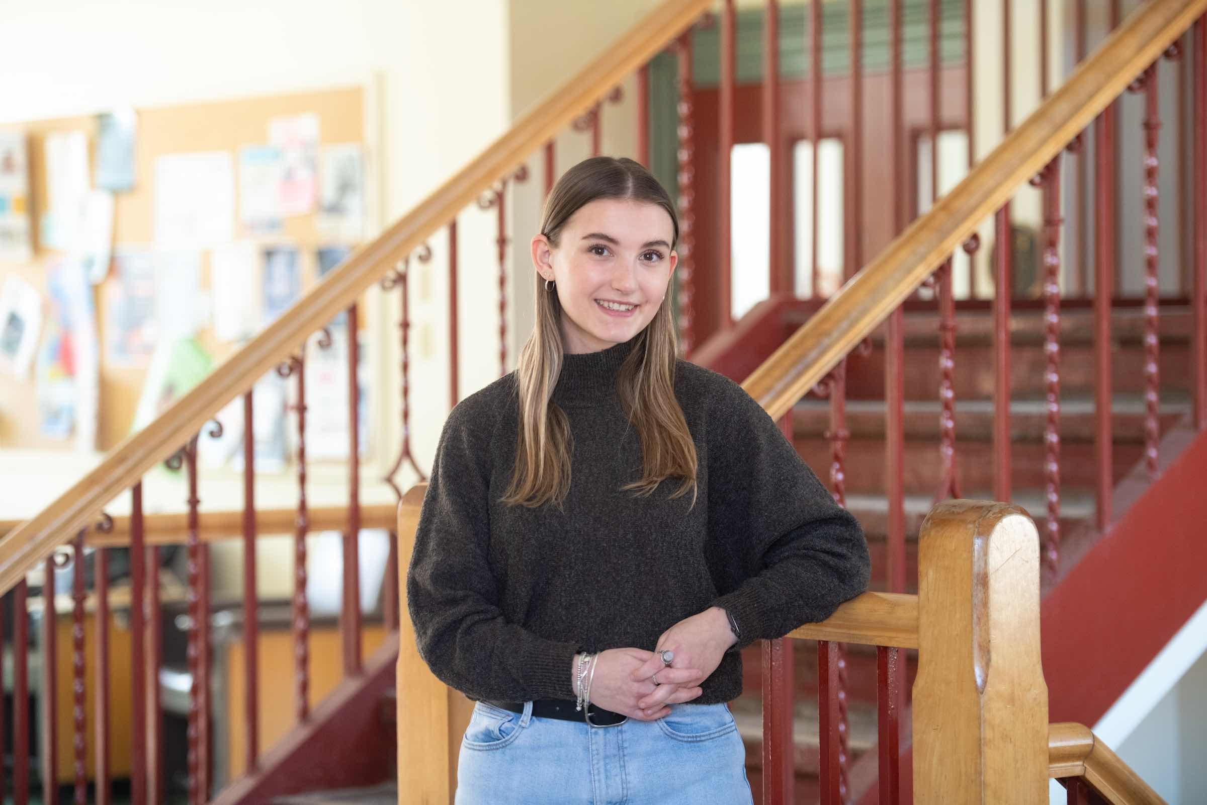 UPEI student Bella in UPEI's SDU Main Building