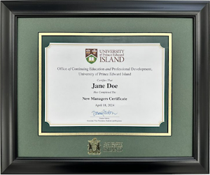 a certificate in a black frame