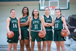 UPEI Women’s Basketball Panthers Devon Lawlor, Aiden Rainford, Lauren Rainford, Karla Yepez and Alicia Bowering