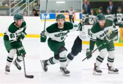 UPEI Men’s Hockey Panthers TJ Shea, Kyle Maksimovich, and Matt Brassard