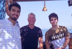 UPEI Assistant Professor David Varis (centre) with graduate students and teaching assistants, Aly ElAssal (left) and Diaa Abdelghani (right), from the UPEI Cairo Campus.