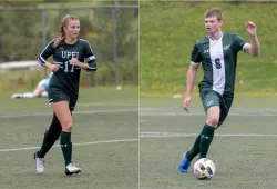 Midfielder, Madi Fisher (#17) and defender, Josh Hamilton (#6)