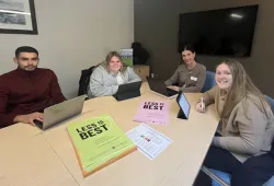 Fourth-year UPEI nursing students involved in the “Less is Best” alcohol reduction campaign: Yahia Ghander, Jessica Perry, Tessa McGuigan, and Sophia MacEachern. 