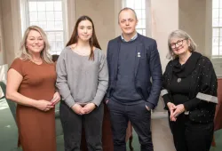 L-R: Sherilyn Acorn, manager and international liaison officer, Study Abroad and International Partnerships; Leetia Eeegeesiak, first-year pre-vet/biology student; Trygve Bendiksby, Chargé d’Affaires Norway; and Dr. Laurie Brinklow, chair, Institute of Island Studies and Iceland's Honorary Consul to Prince Edward Island.