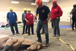 a participant in the TLAER INC course learns how to use an emergency halter a participant in the TLAER INC course learns how to use an emergency halter
