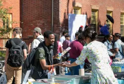 Photo of student at a welcome week barbecue