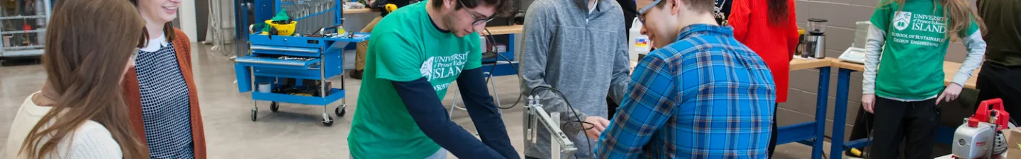 Students work on projects in a large lab