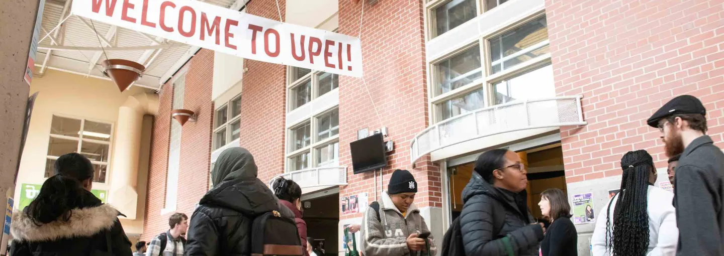 students walking in the W. A. Murphy Student Centre breezeway