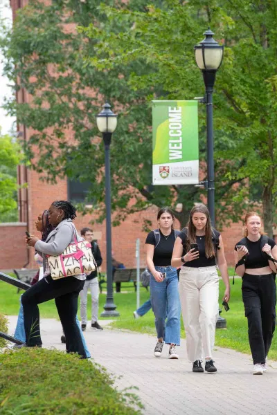 students walking in the UPEI quad