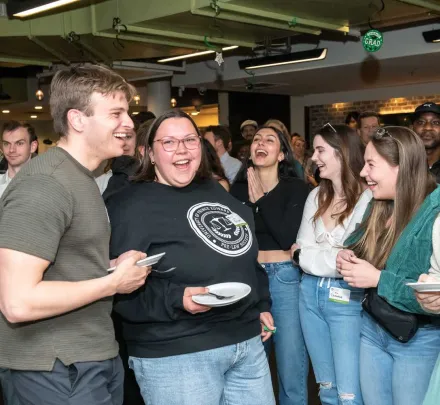 people laughing in the Fox and Crow at UPEI