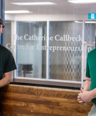 two individuals in the Callbeck Centre for Entrepreneurship