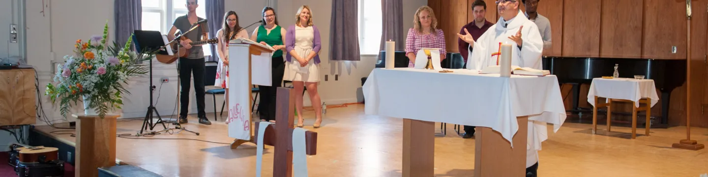 A priest celebrates Catholic mass