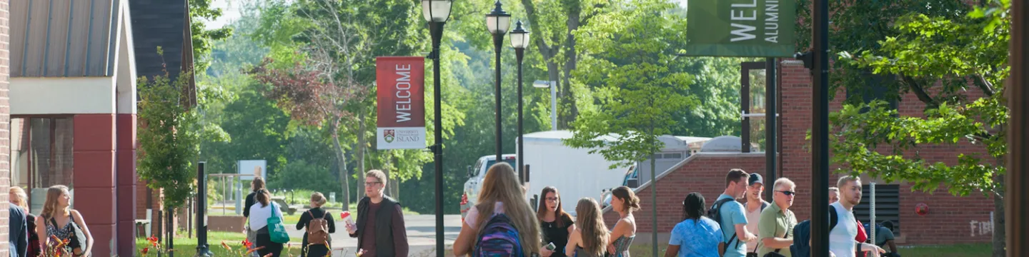 students walking on campus