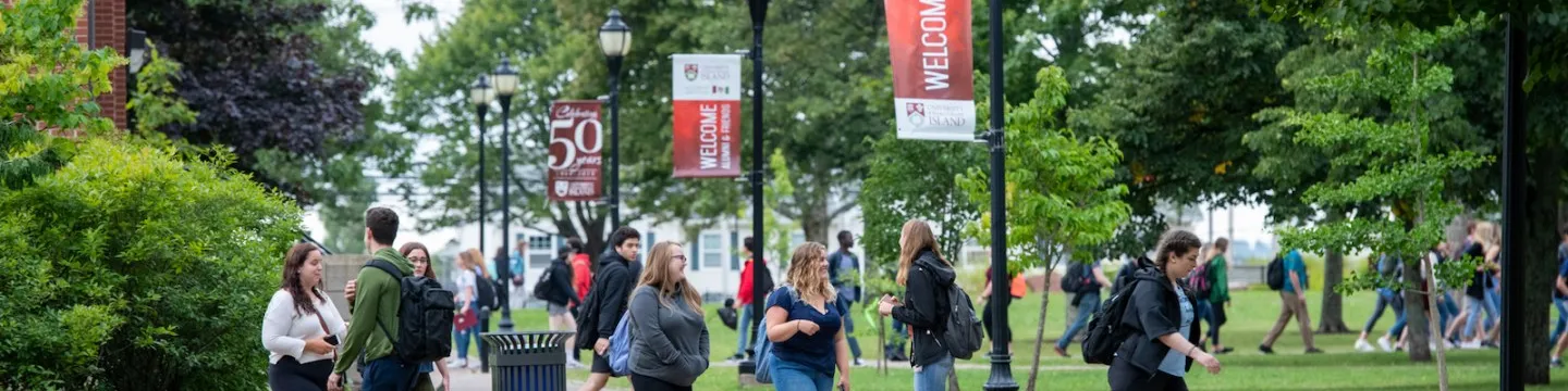 students walking in the UPEI quad