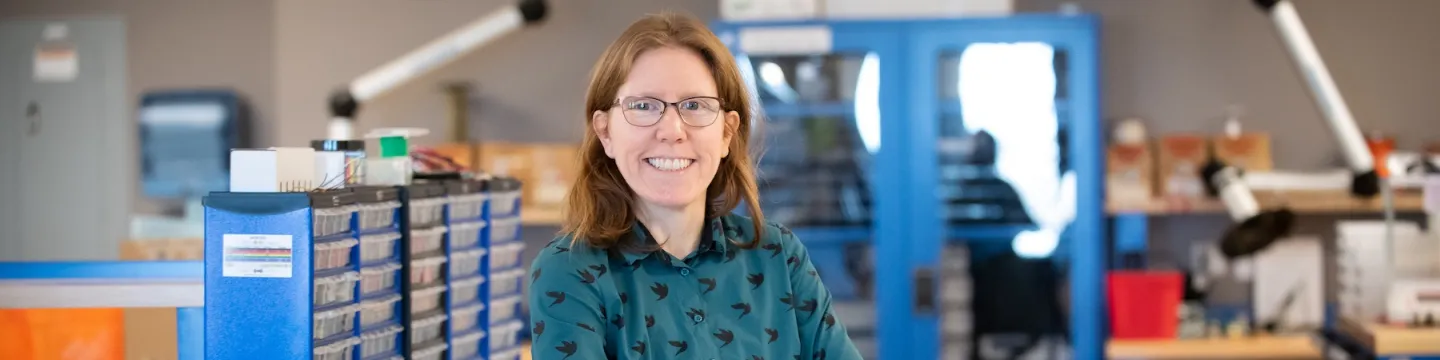 UPEI lab technician and instructor Megan Glover in a laboratory