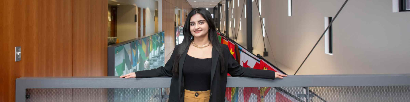 a UPEI student in McDougall Hall