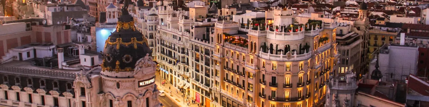 madrid skyline at sunset