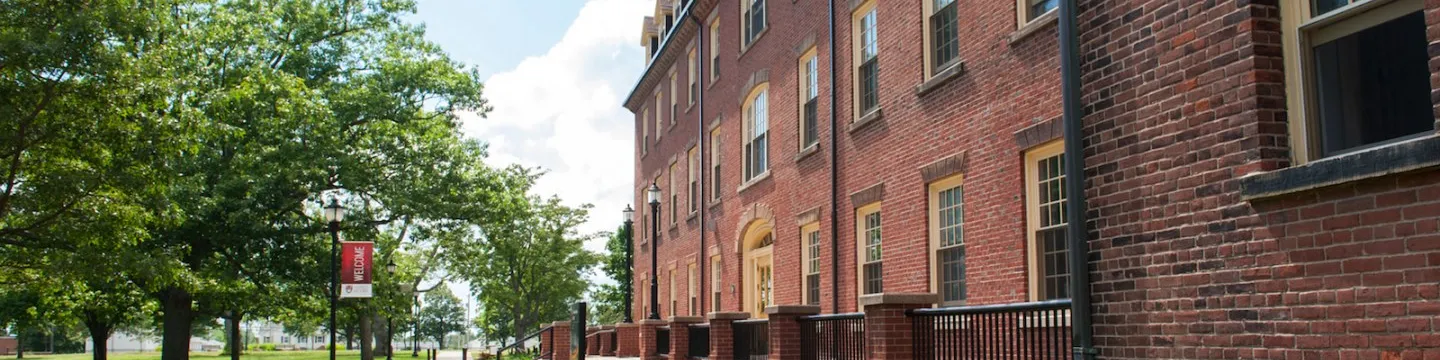 front facade of UPEI's Main Building, looking west toward University Avenue