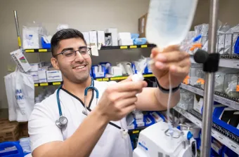 UPEI nursing student Gabriel at the Queen Elizabeth Hospital